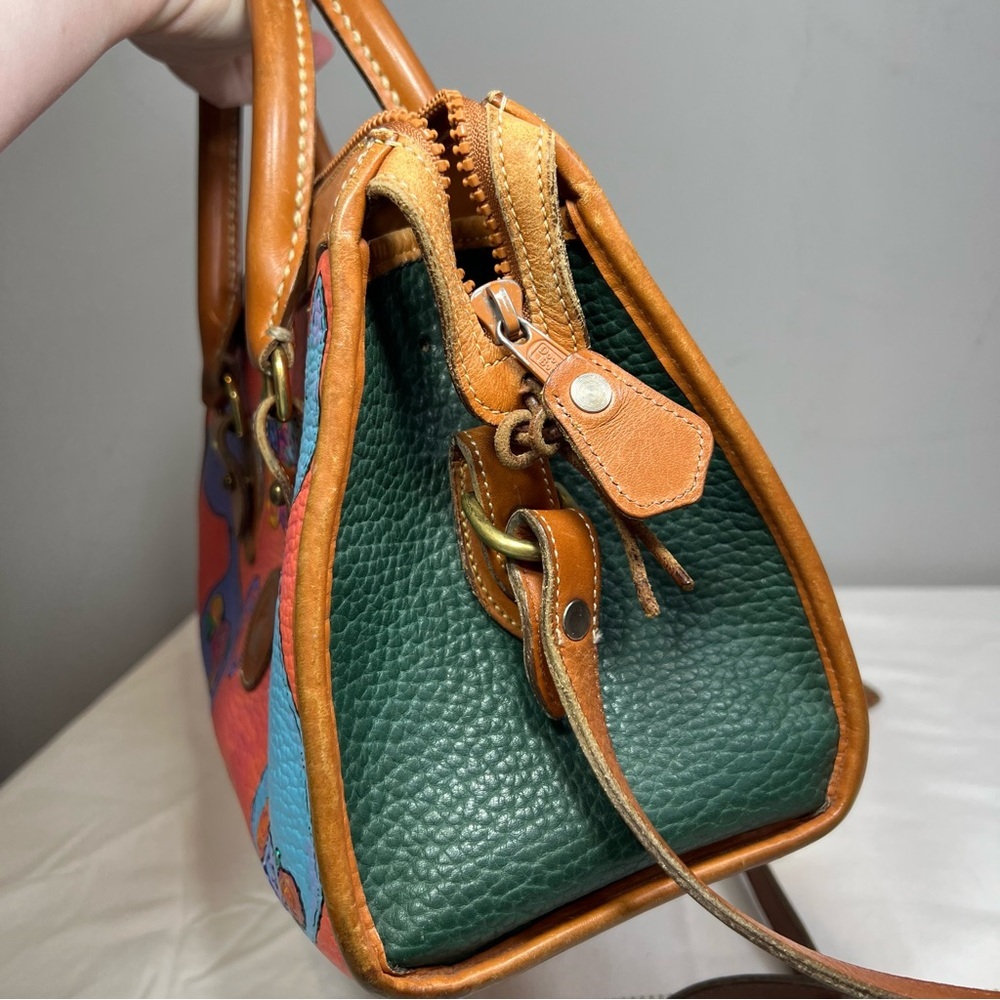 Vintage 90s Dooney & Burke double handle pebbled leather hand painted satchel - Picture 17 of 17